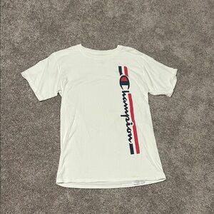 Champion Men's White Tee with Red and Blue Accents